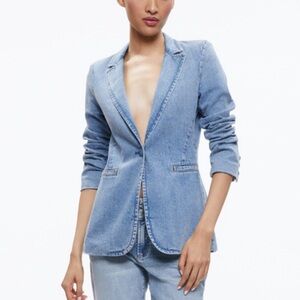 Alice & Olivia MACEY DENIM FITTED BLAZER